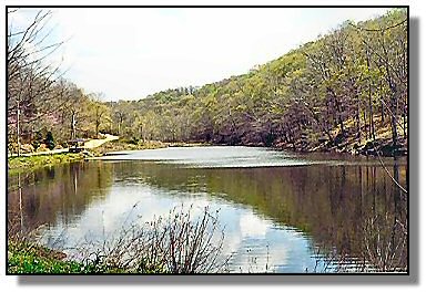 Tennessee Real Estate - Recreational Property - 1618 - view from end of lake - home midway on left